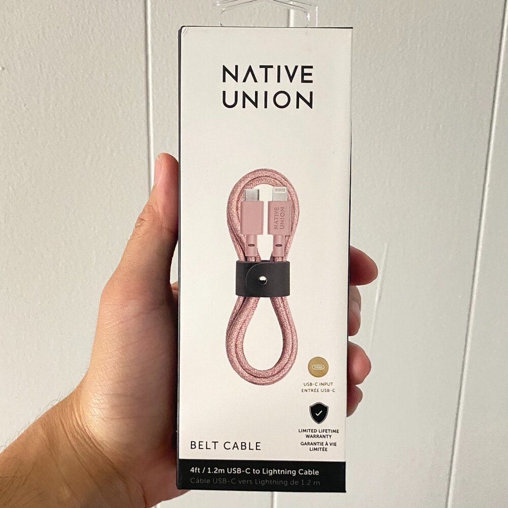 Native Union Belt Cable USB-C /8 Pin (Apple) - 4ft / 1.2m- Rose / Pink